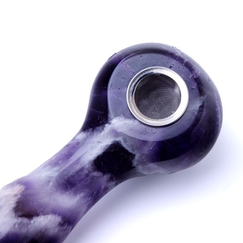 pipe spoon taillée dans un bloc d'améthyste naturelle