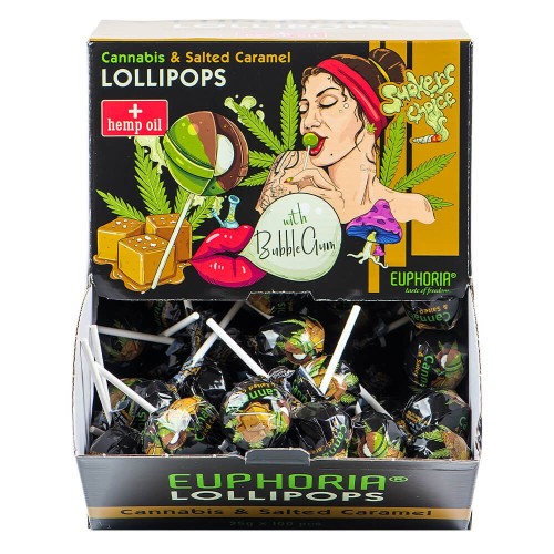 Sucette Cannabis Caramel Salé Euphoria – Bonbon Sans THC