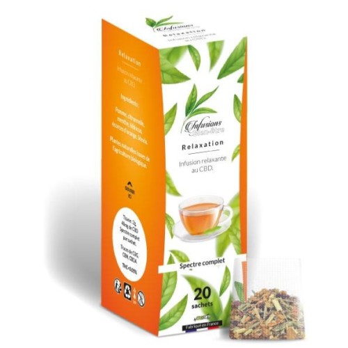 Infusion CBD spectre complet, boîte de 20 sachets, 40 mg par sachet