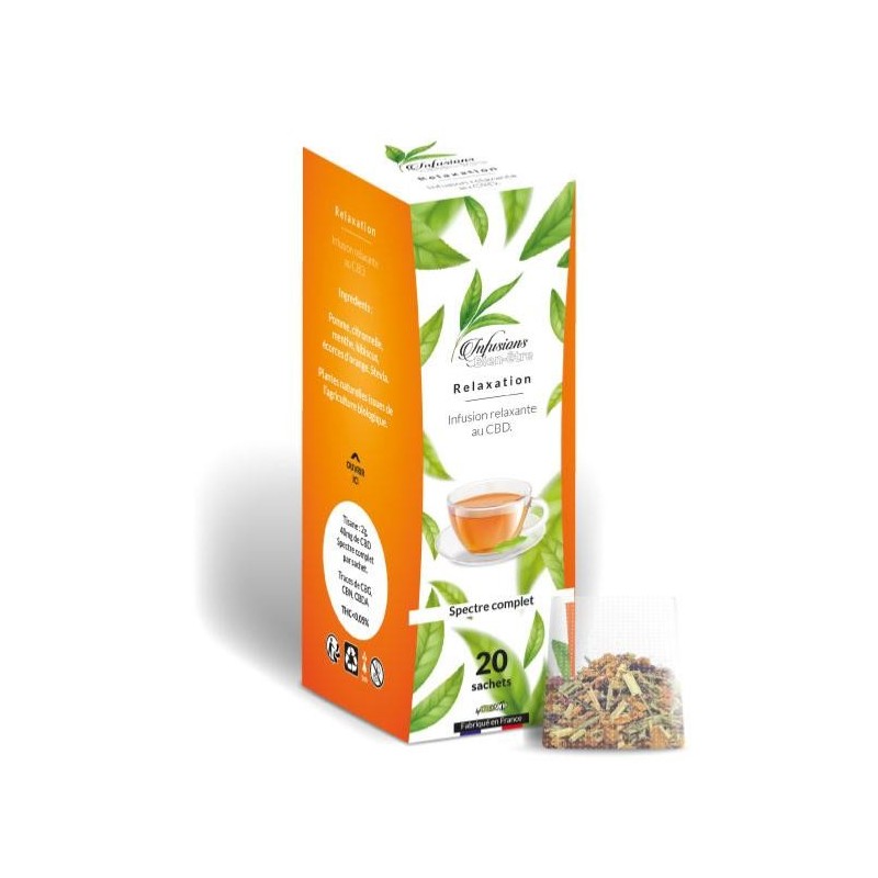 Infusion CBD spectre complet, boîte de 20 sachets, 40 mg par sachet