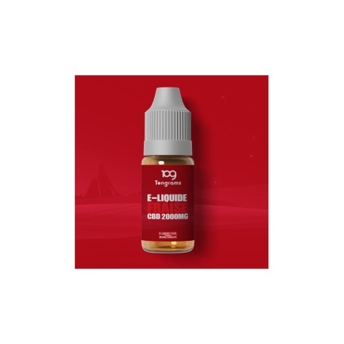 Flacon 10 ml d'e-liquide CBD Tengrams Fraise des Bois 2000 mg