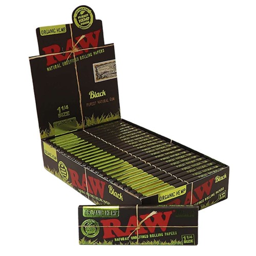carnet RAW Black Organic Hemp au format un quart