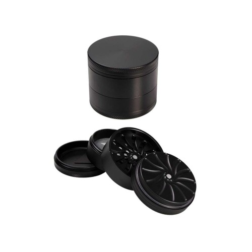 grinder Masher 4 parties en aluminium noir