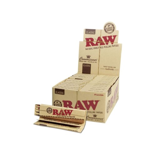 carnet RAW Connoisseur King Size Slim avec tips pré-roulés