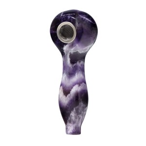 pipe spoon taillée dans un bloc d'améthyste naturelle