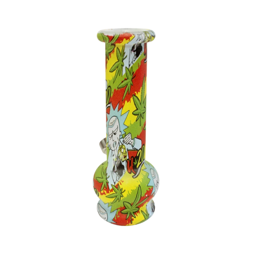 bong en verre de 15,5 cm au motif Rick & Morty Leaves