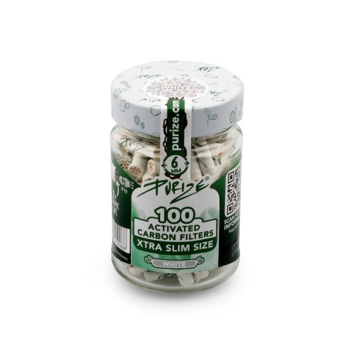 Purize filtres charbon actif XTRA Slim 6 mm pot en verre de 100