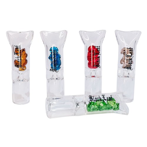 embouts buccaux en verre Black Leaf ornés de strass